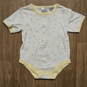 Vintage Baby Connections Short Sleeve Yellow Trim Onesie